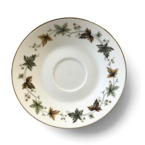 Wentworth Saucer Imperial Hawthorne 7229 White Green Brown Gold Leaf Japan 6in